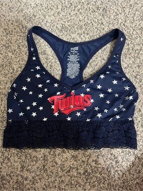 PINK Victoria's Secret Navy Star Bralette with Red Logo